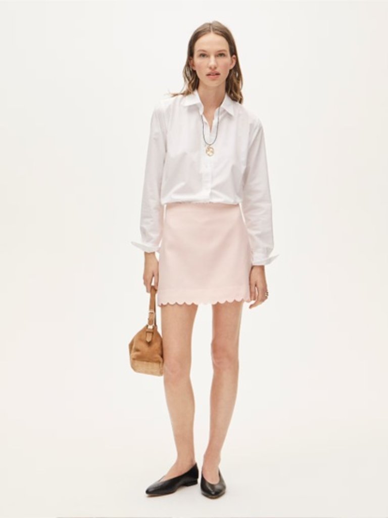 Nwt J. Crew Fairfax Scalloped Mini Skirt In Gramercy Linen Blend